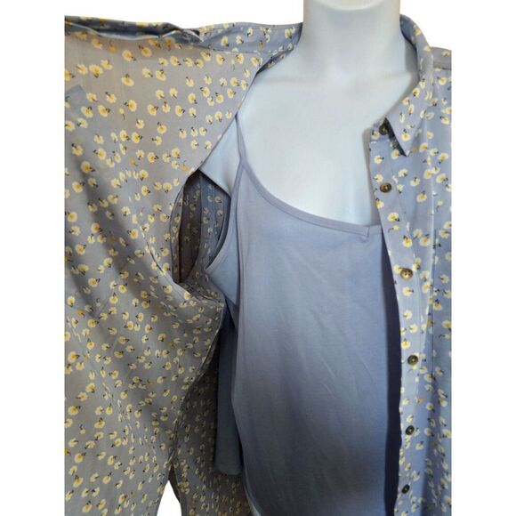 Caffe Marrakesh Womens Blue Daisy Button Blouse & Tank flower cottagecore spring - Picture 2 of 4